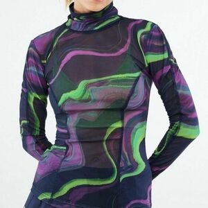 Fabletics Felicity Mesh tie dye top in purple size xs